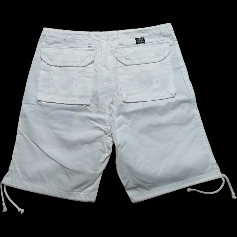 🐝 34", men's white, cotton cargo shorts by ELLE ET LUI